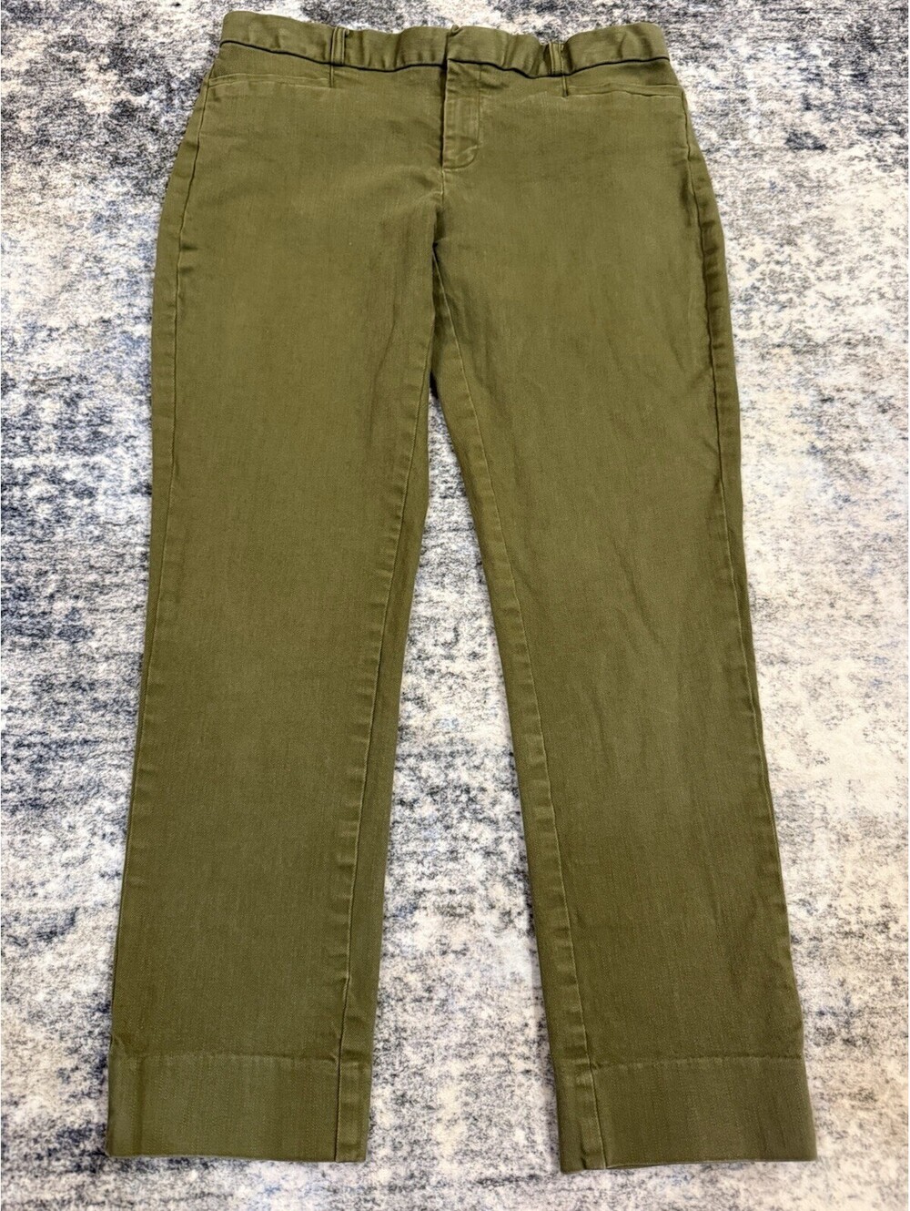 Banana Republic Sloan Pants Womenโs 6P Petite Olive Green Stretch Ankle
